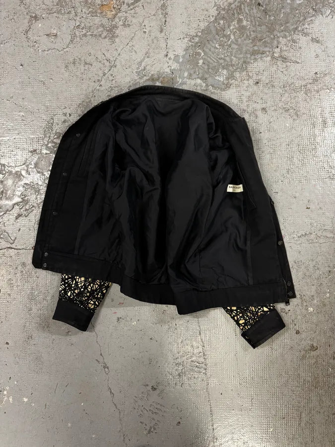 AW2013 Balenciaga Black & White Contemporary Abstract Aviator Jacket DWWUQUJ 6