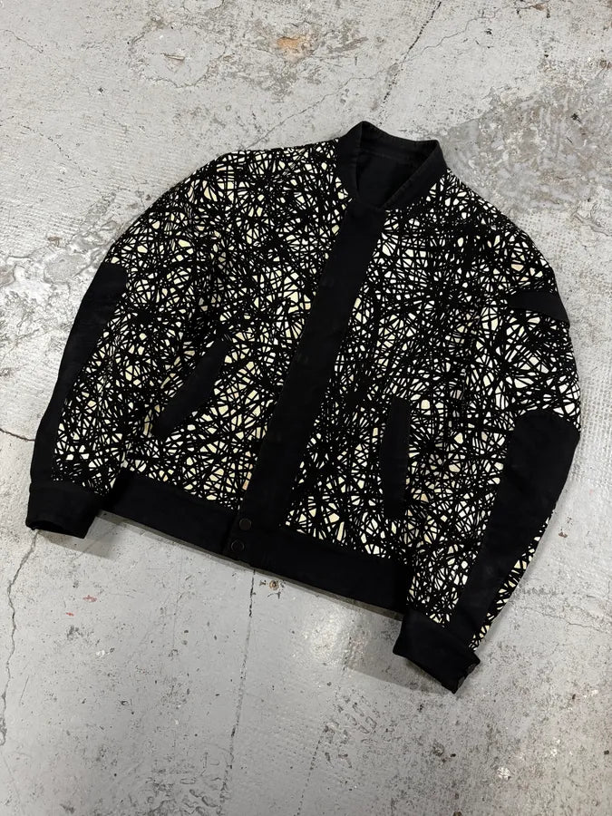 AW2013 Balenciaga Black & White Contemporary Abstract Aviator Jacket DWWUQUJ 2