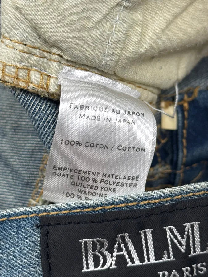 AW2013 Balmain Blue Denim Distressed Biker Jeans UaAJPkt 11