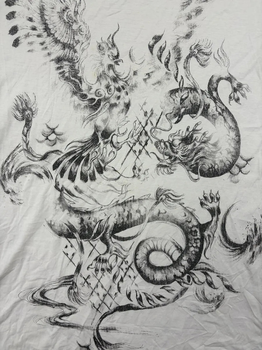 AW2013 Balmain Cream Cray Dragon Graphic T-Shirt MHlxNMZ 7