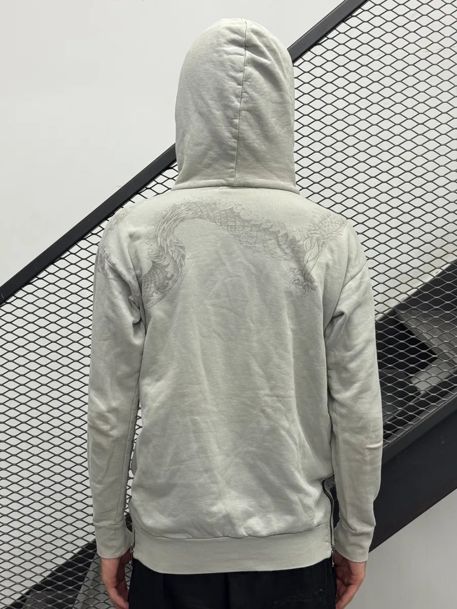 AW2013 Balmain Dragon Side Zip Grey Hoodie rwlTcCP 2