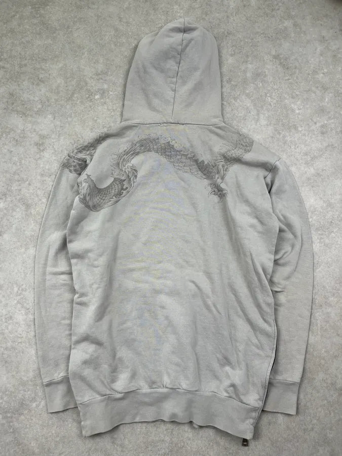 AW2013 Balmain Dragon Side Zip Grey Hoodie rwlTcCP 6