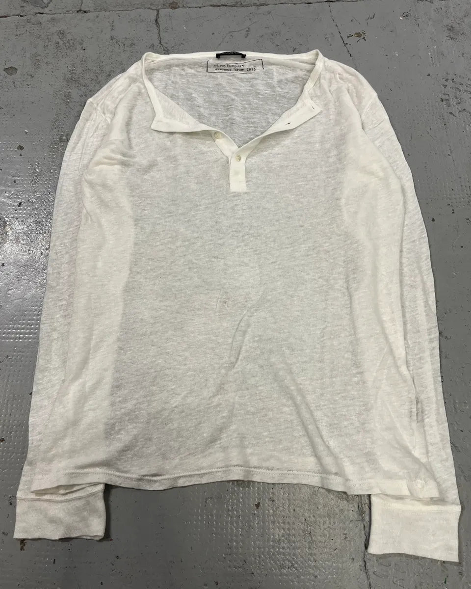 AW2013 Balmain White Transparent Henley Lonsgleeve yoEGHXj 0
