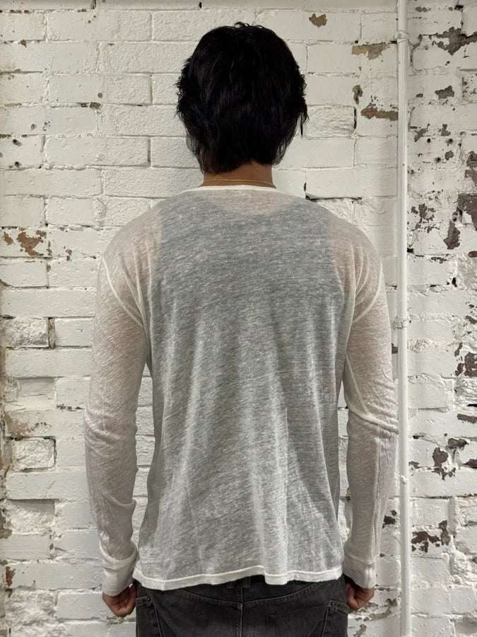 AW2013 Balmain White Transparent Henley Lonsgleeve yoEGHXj 2
