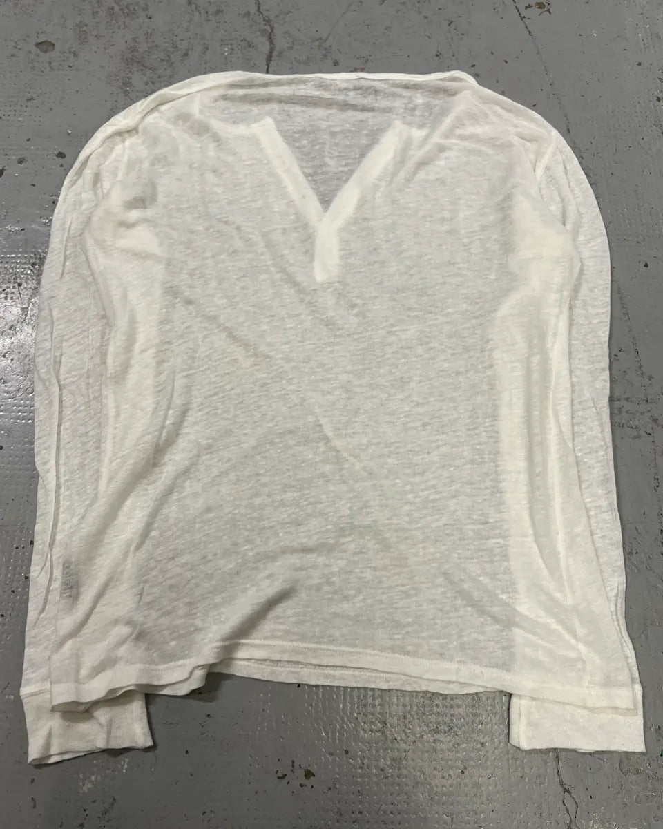 AW2013 Balmain White Transparent Henley Lonsgleeve yoEGHXj 6