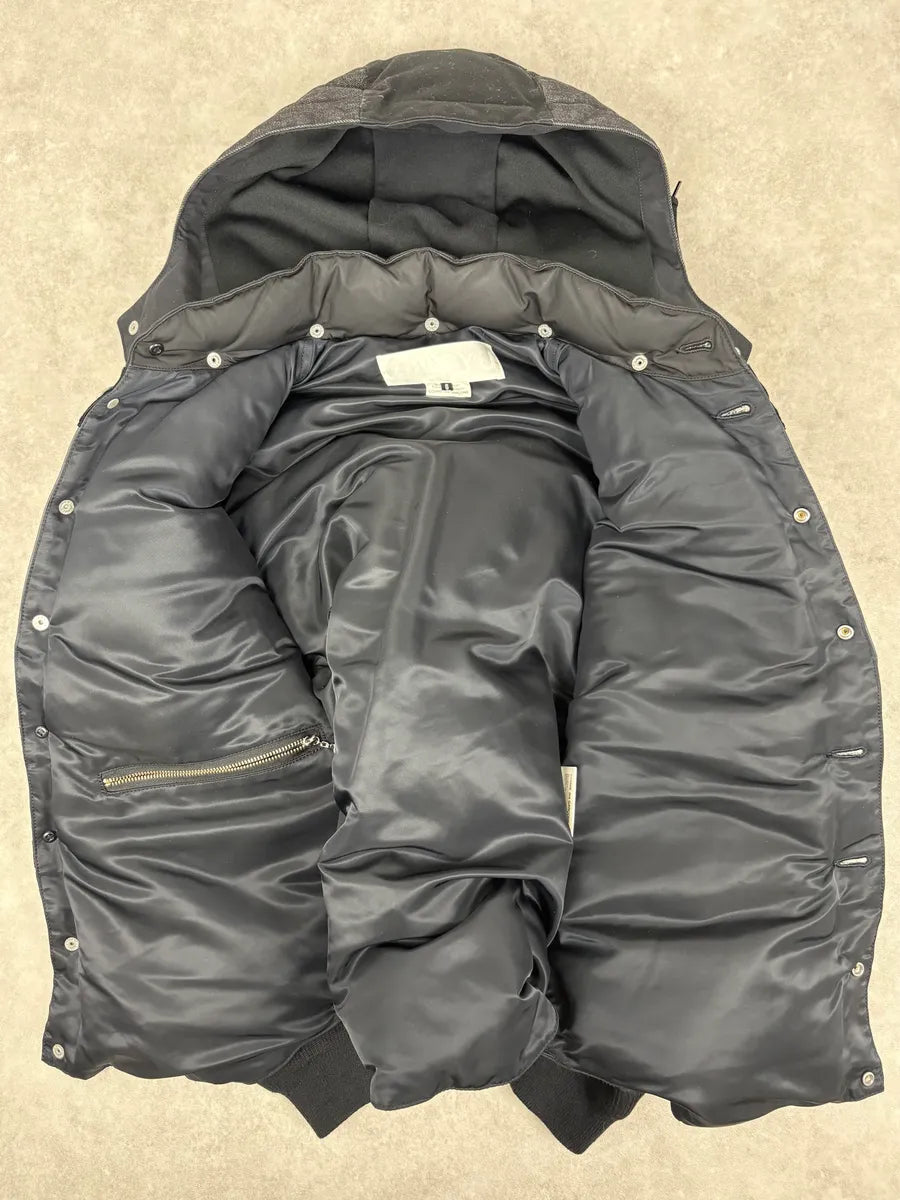 AW2013 Comme des Garçons Ganryu Black Leather Hooded Puffer Nylon Jacket ysgmQMy 10