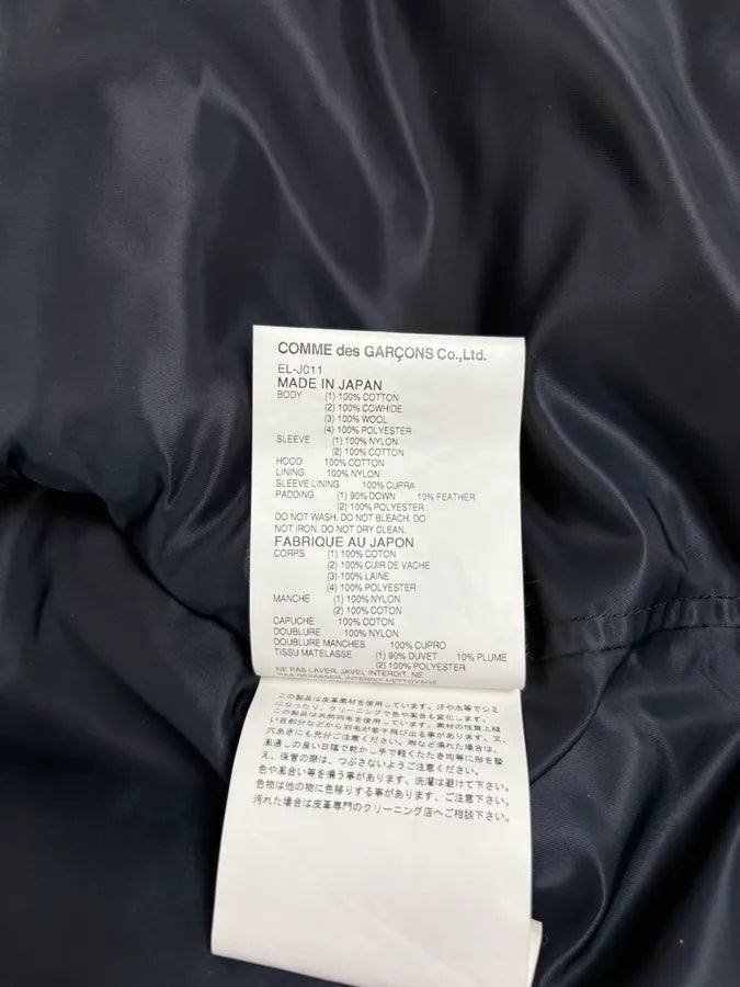 AW2013 Comme des Garçons Ganryu Black Leather Hooded Puffer Nylon Jacket ysgmQMy 12