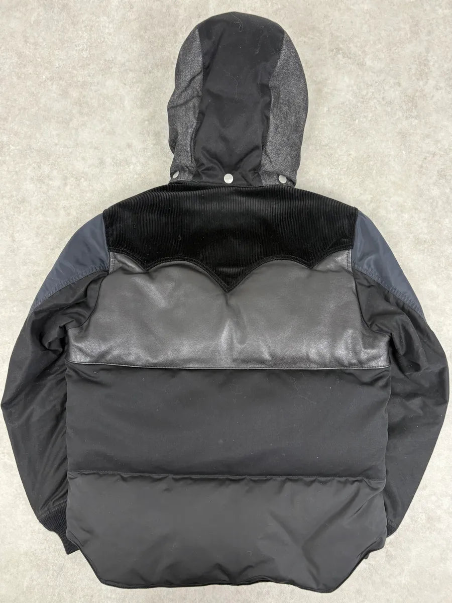 AW2013 Comme des Garçons Ganryu Black Leather Hooded Puffer Nylon Jacket ysgmQMy 8