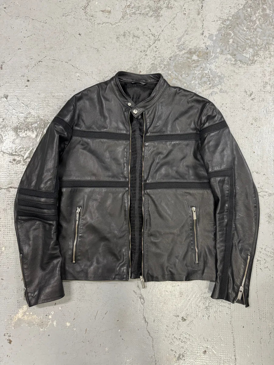 AW2013 Dirk Bikkembergs Black Contemporary Biker Leather Jacket sXyiAXQ 1