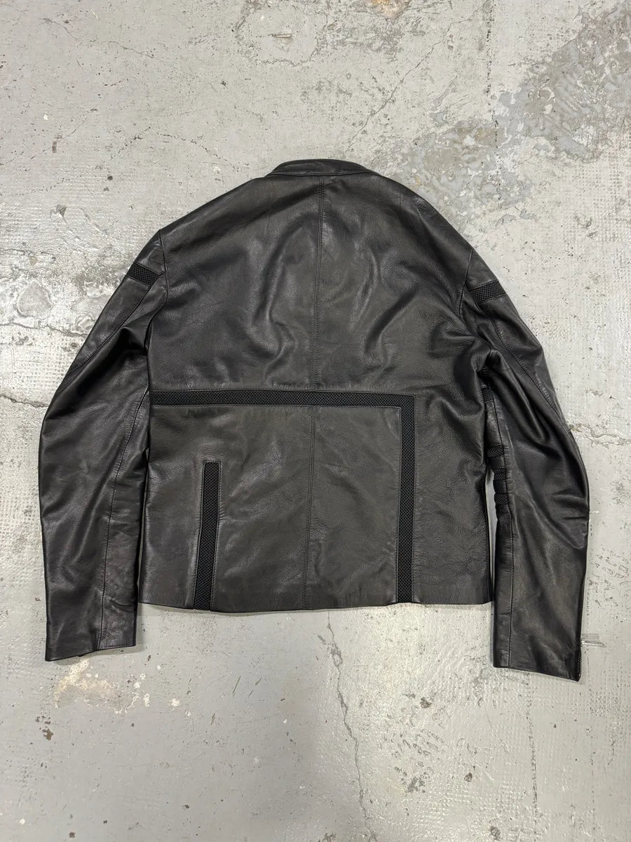 AW2013 Dirk Bikkembergs Black Contemporary Biker Leather Jacket sXyiAXQ 2