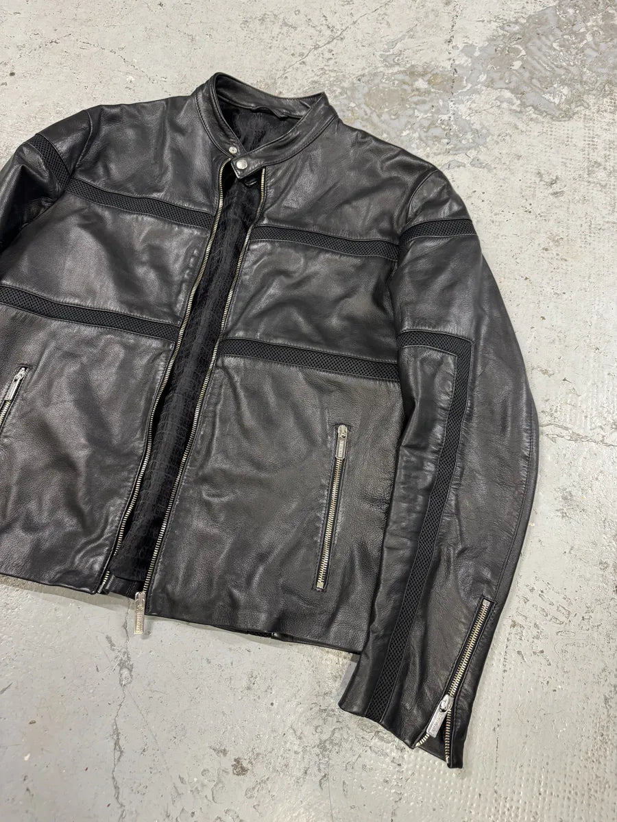 AW2013 Dirk Bikkembergs Black Contemporary Biker Leather Jacket sXyiAXQ 4