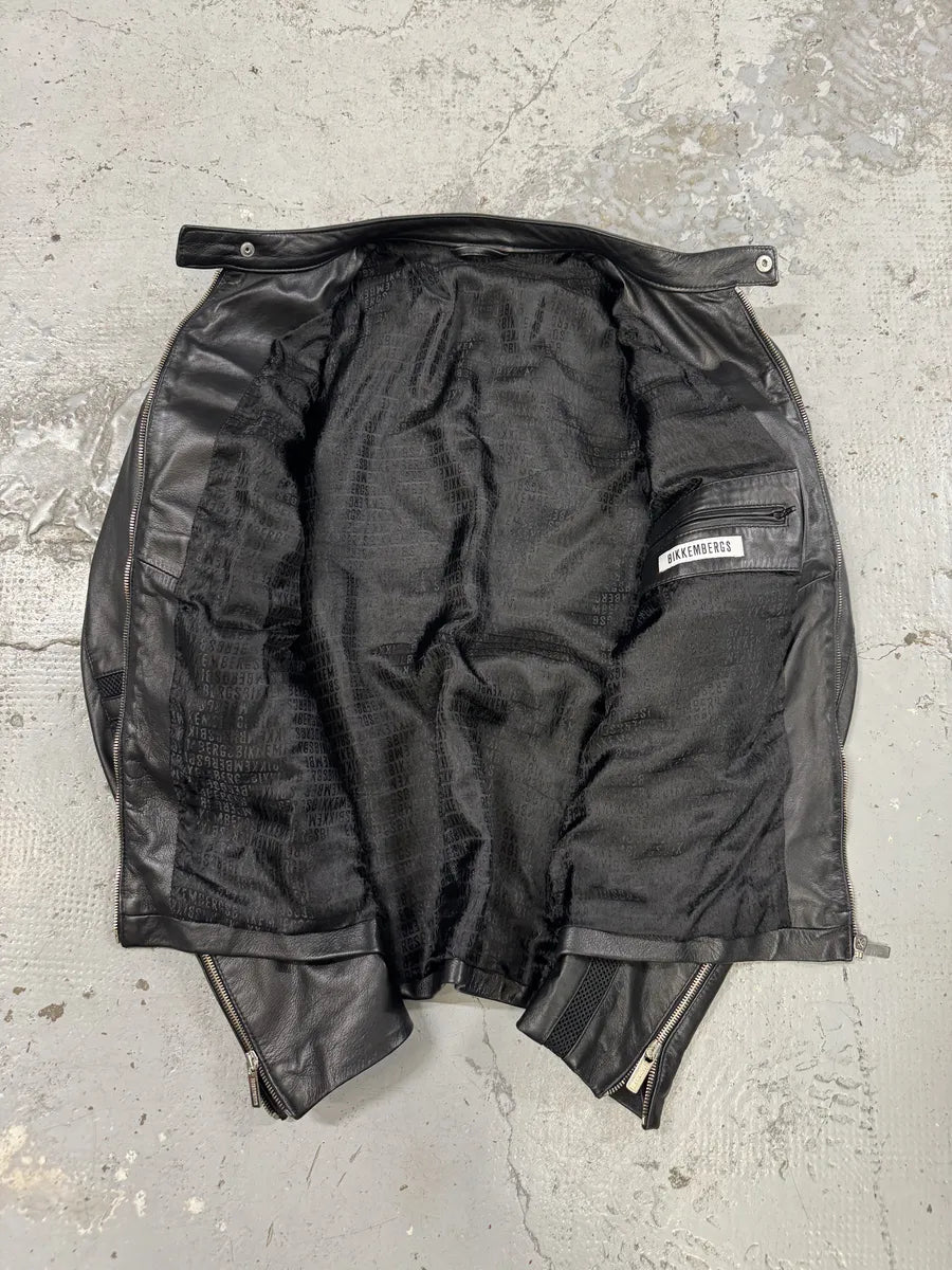 AW2013 Dirk Bikkembergs Black Contemporary Biker Leather Jacket sXyiAXQ 5