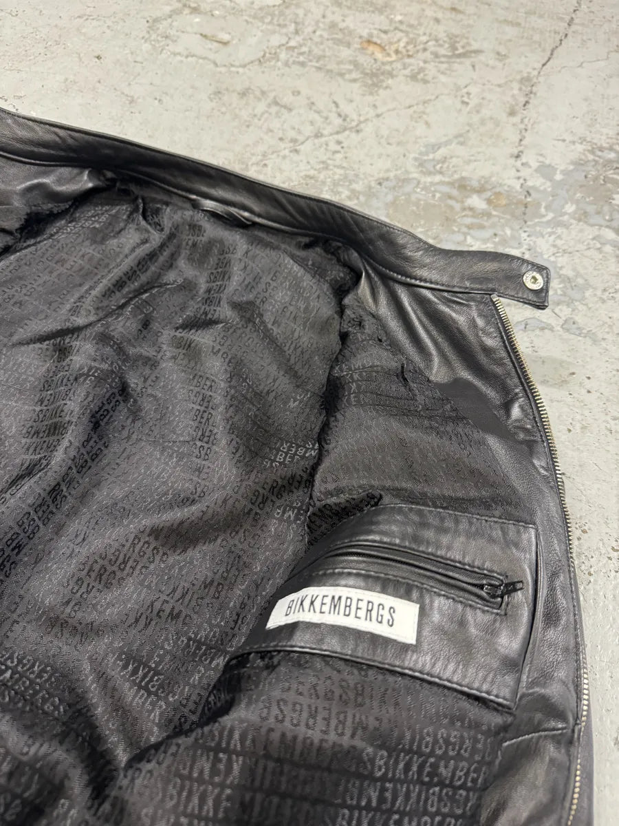 AW2013 Dirk Bikkembergs Black Contemporary Biker Leather Jacket sXyiAXQ 8