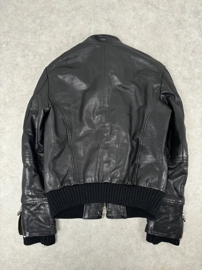 AW2008 Dirk Bikkembergs Black Premium Mafia Leather Jacket YueAllw 4