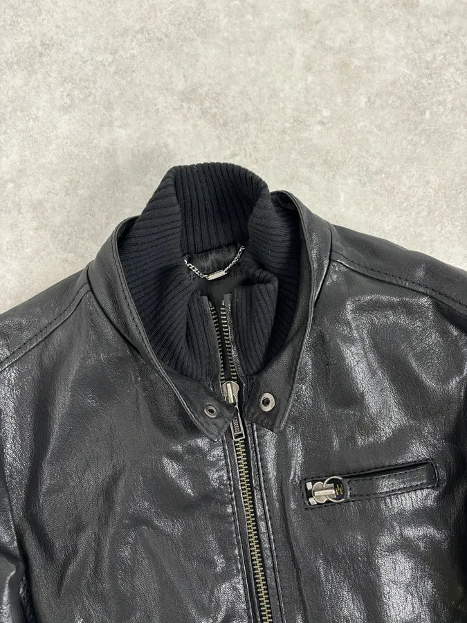 AW2008 Dirk Bikkembergs Black Premium Mafia Leather Jacket YueAllw 3