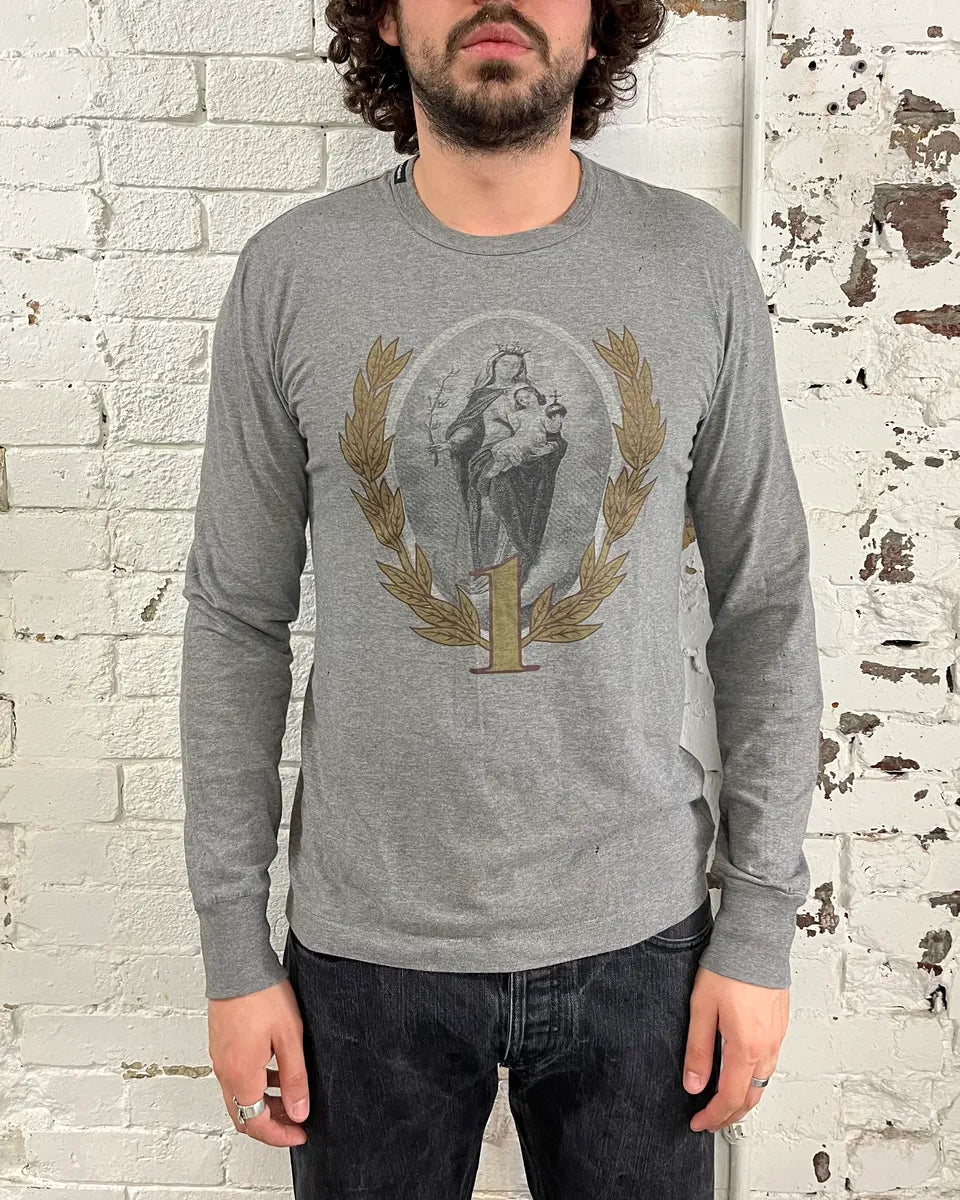 AW2013 Dolce & Gabbana Grey Distressed Religious Icon Longsleeve aoLHfPs 1