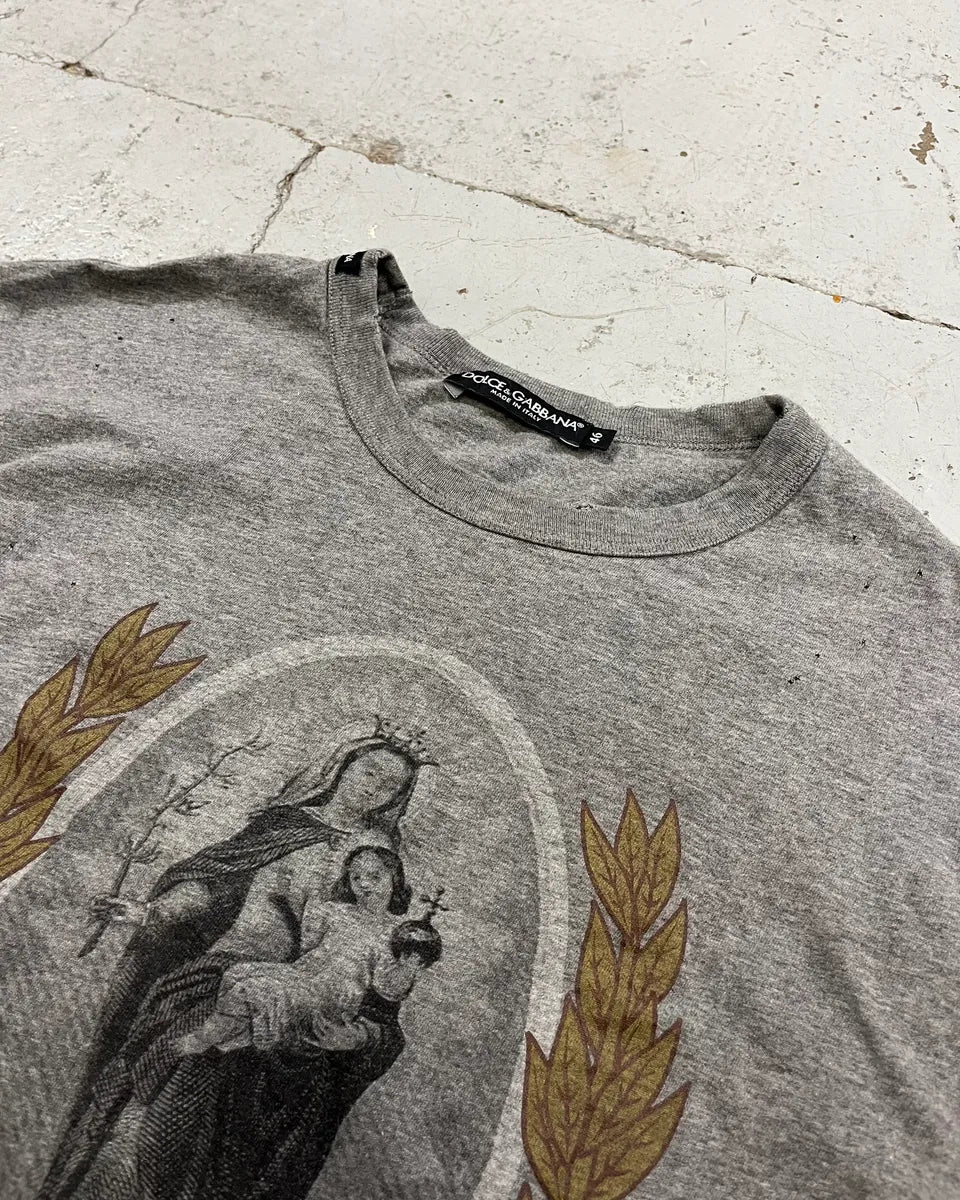 AW2013 Dolce & Gabbana Grey Distressed Religious Icon Longsleeve aoLHfPs 4