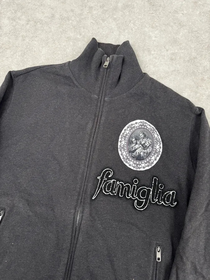 AW2013 Dolce & Gabbana Grey Famiglia Zip-Up Jacket BjGXWWb 5