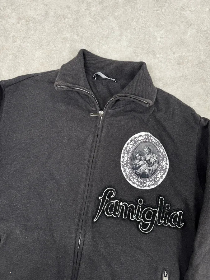 AW2013 Dolce & Gabbana Grey Famiglia Zip-Up Jacket BjGXWWb 4