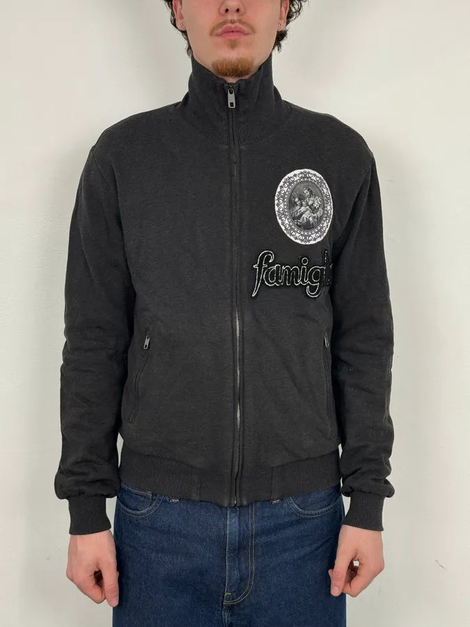 AW2013 Dolce & Gabbana Grey Famiglia Zip-Up Jacket BjGXWWb 1