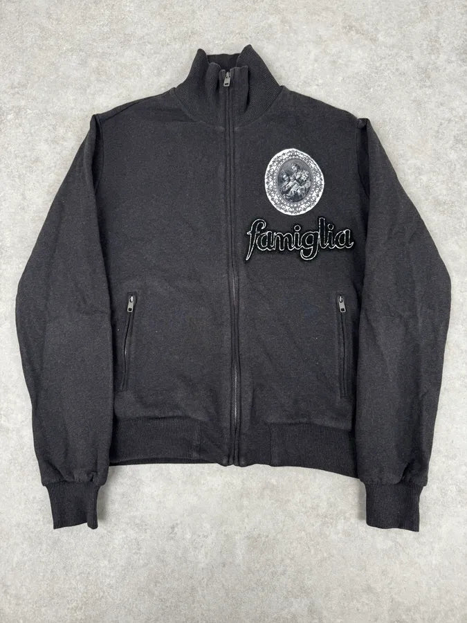 AW2013 Dolce & Gabbana Grey Famiglia Zip-Up Jacket BjGXWWb 0