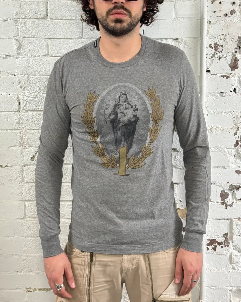 AW2013 Dolce & Gabbana Grey Madonna Religious Iconography Longsleeve T-Shirt CmfOqtU 0