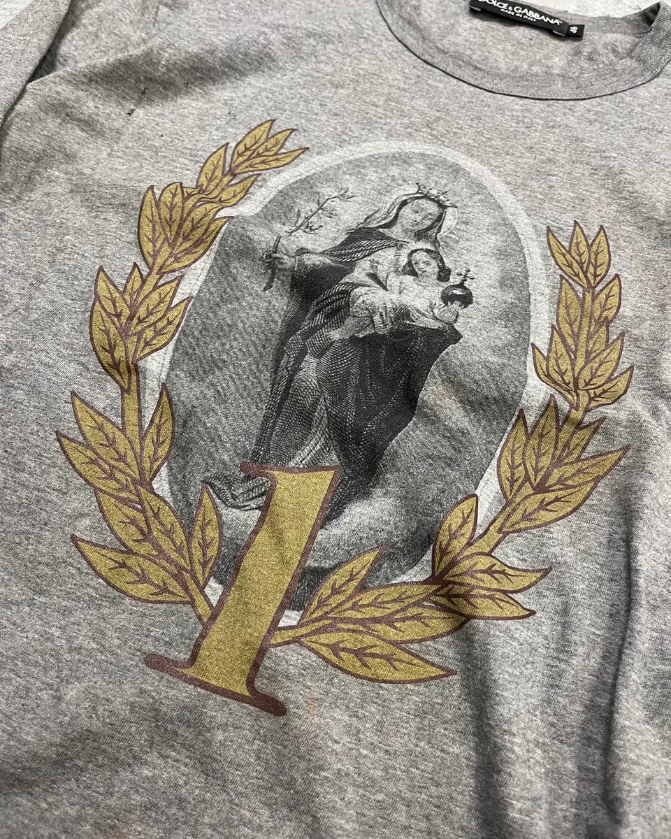 AW2013 Dolce & Gabbana Grey Madonna Religious Iconography Longsleeve T-Shirt CmfOqtU 5
