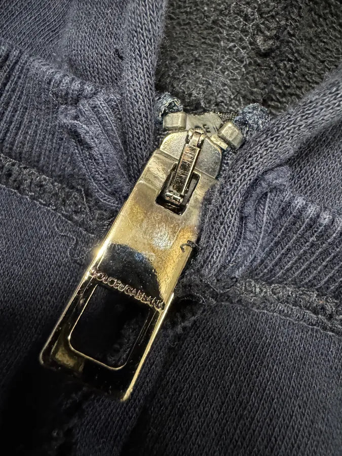 AW2013 Dolce & Gabbana Navy Hooded Zip-up Sweatshirt (L/XL) qMtiTez 6