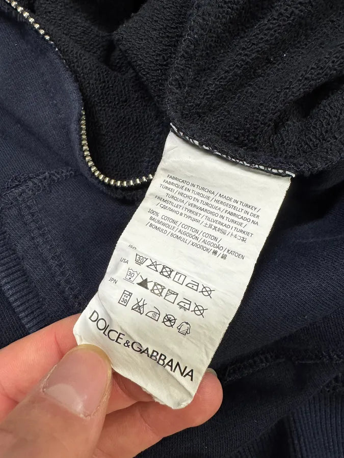 AW2013 Dolce & Gabbana Navy Hooded Zip-up Sweatshirt (L/XL) qMtiTez 9
