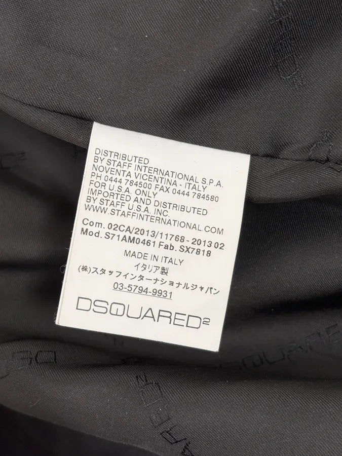 AW2013 Dsquared2 Black & Beige Biker Leather Jacket JZyKspd 10