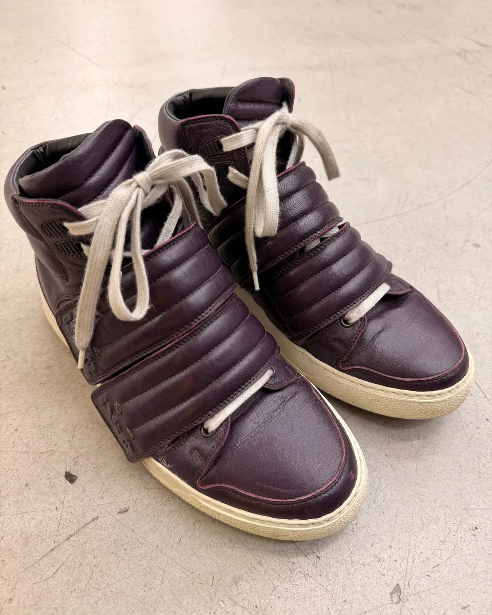 AW2013 Dsquared2 Burgundy Leather Quilted Velcro High Sneakers ZvAnWoj 1