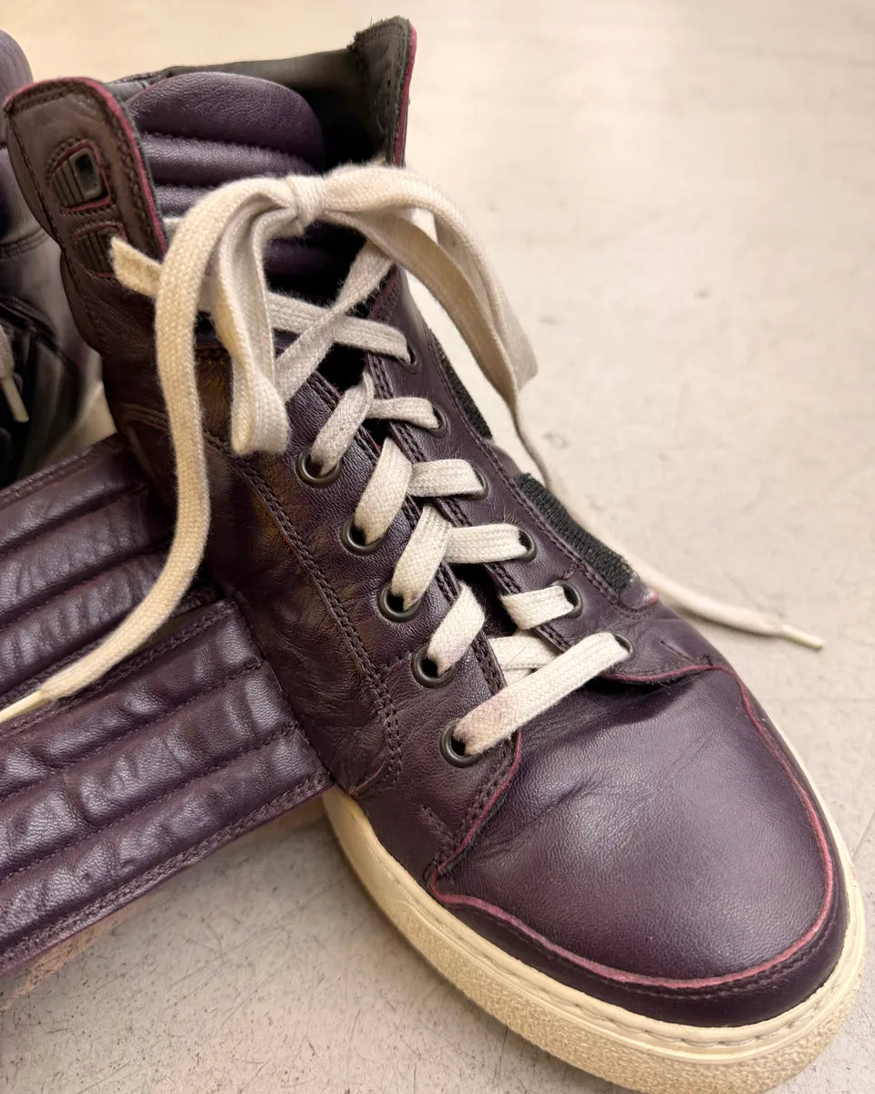 AW2013 Dsquared2 Burgundy Leather Quilted Velcro High Sneakers ZvAnWoj 10