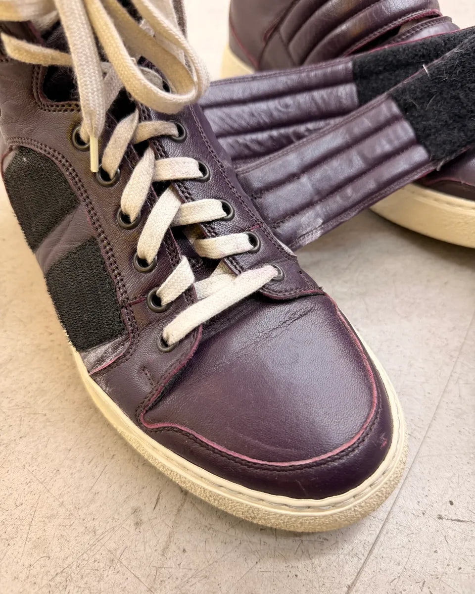 AW2013 Dsquared2 Burgundy Leather Quilted Velcro High Sneakers ZvAnWoj 11