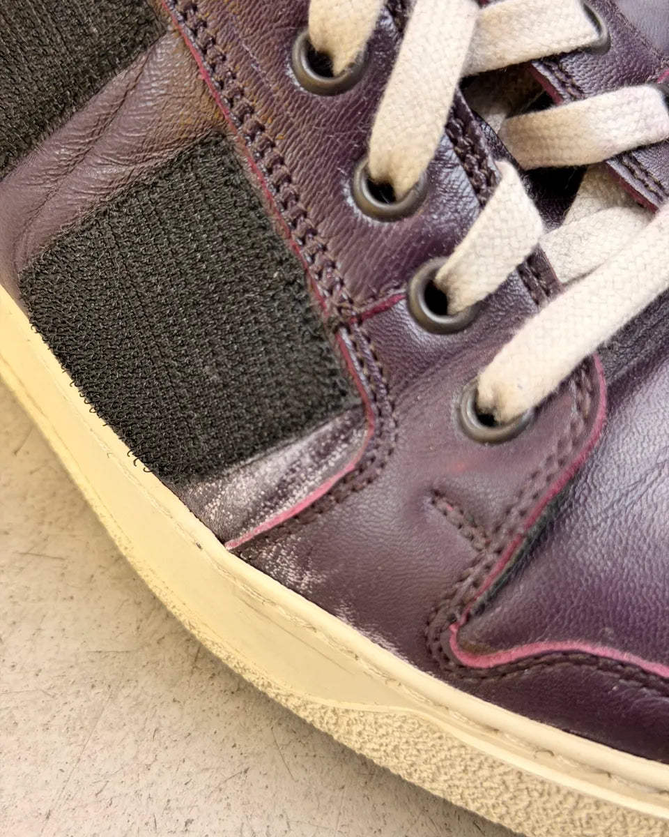 AW2013 Dsquared2 Burgundy Leather Quilted Velcro High Sneakers ZvAnWoj 12