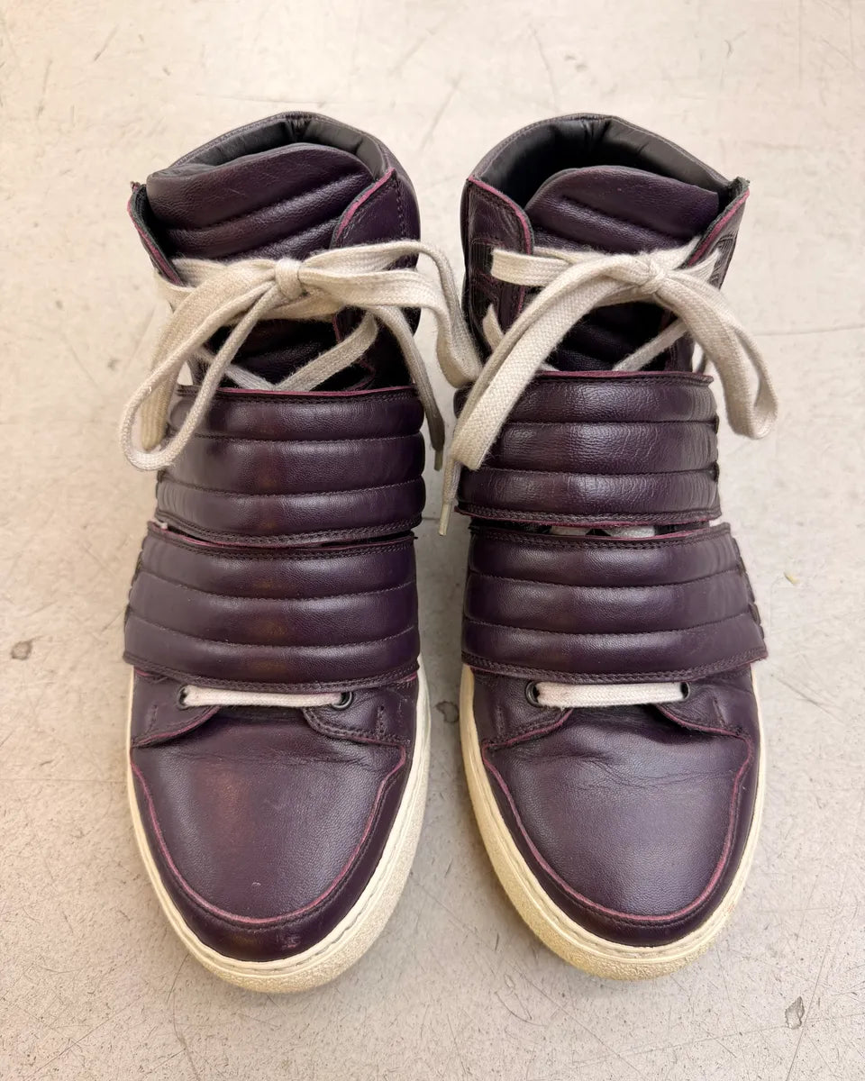 AW2013 Dsquared2 Burgundy Leather Quilted Velcro High Sneakers ZvAnWoj 2