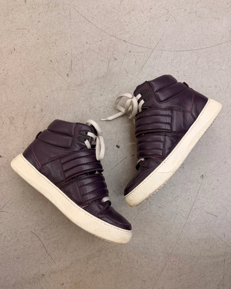 AW2013 Dsquared2 Burgundy Leather Quilted Velcro High Sneakers ZvAnWoj 4