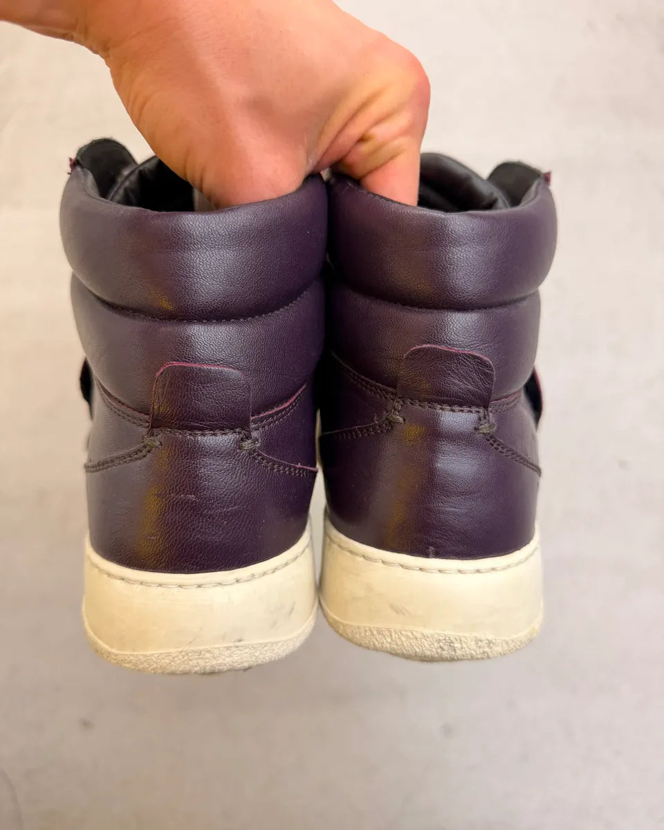 AW2013 Dsquared2 Burgundy Leather Quilted Velcro High Sneakers ZvAnWoj 5