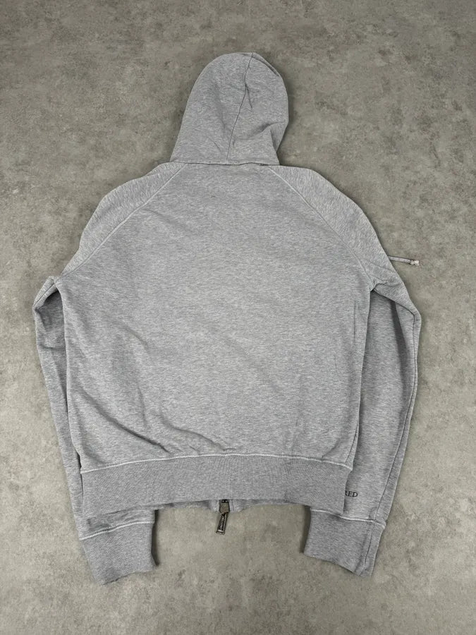 AW2006 Dsquared2 Grey & White Birdies Zip-Up Hooded Sweater nPKSNdO 3