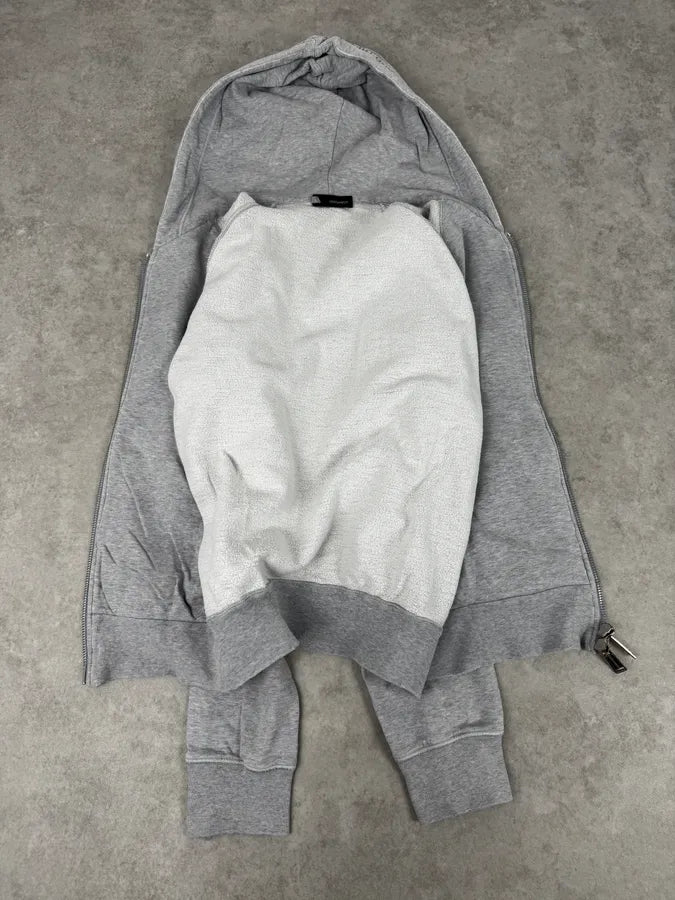 AW2006 Dsquared2 Grey & White Birdies Zip-Up Hooded Sweater nPKSNdO 6