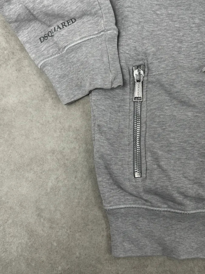 AW2006 Dsquared2 Grey & White Birdies Zip-Up Hooded Sweater nPKSNdO 9