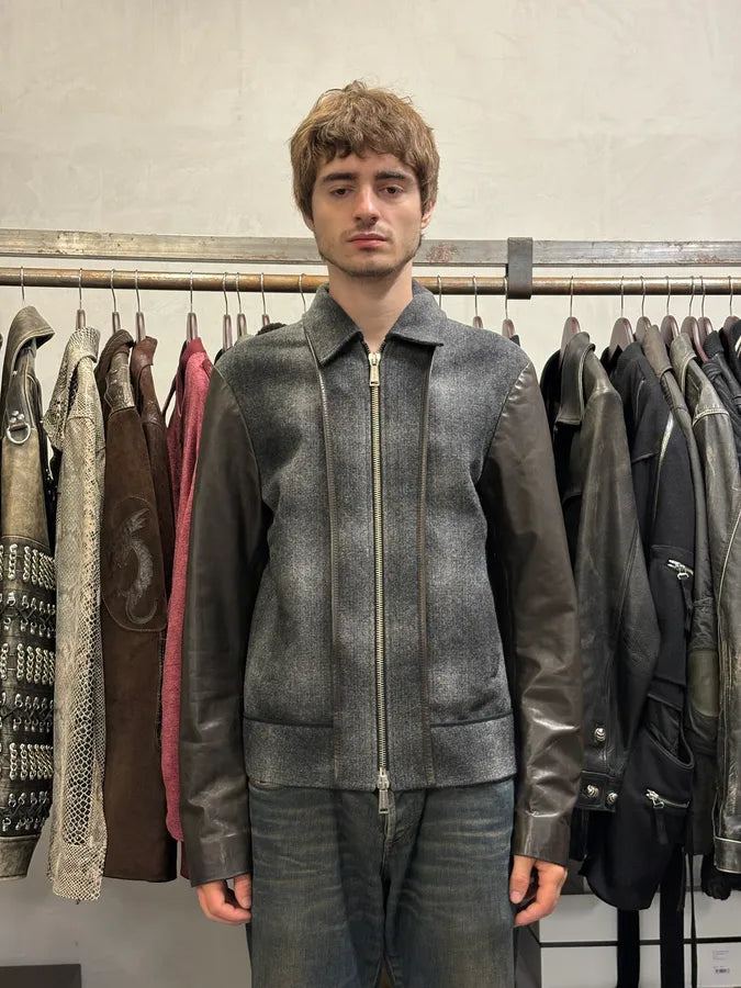 AW2013 Dsquared2 Hybrid Wool Leather Jacket OvwRROE 1