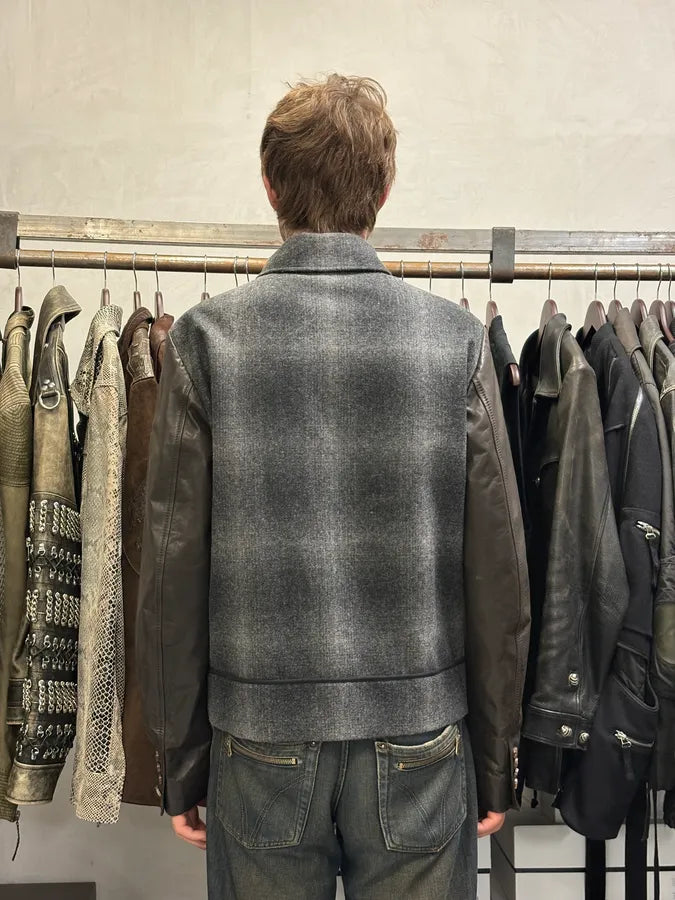 AW2013 Dsquared2 Hybrid Wool Leather Jacket OvwRROE 2