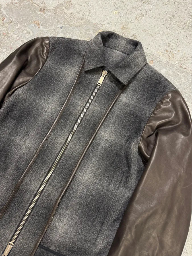 AW2013 Dsquared2 Hybrid Wool Leather Jacket OvwRROE 3