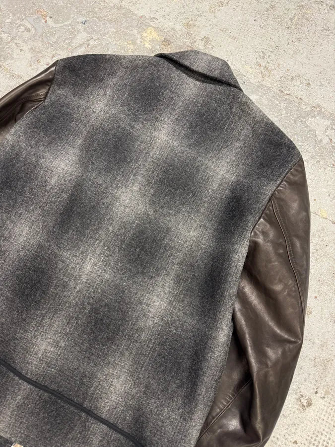 AW2013 Dsquared2 Hybrid Wool Leather Jacket OvwRROE 4