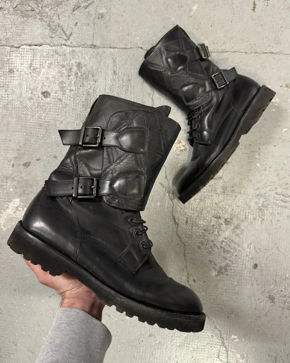 AW2013 Emporio Armani Black Ankle Biker Leather Boots (45eu/us11) 0