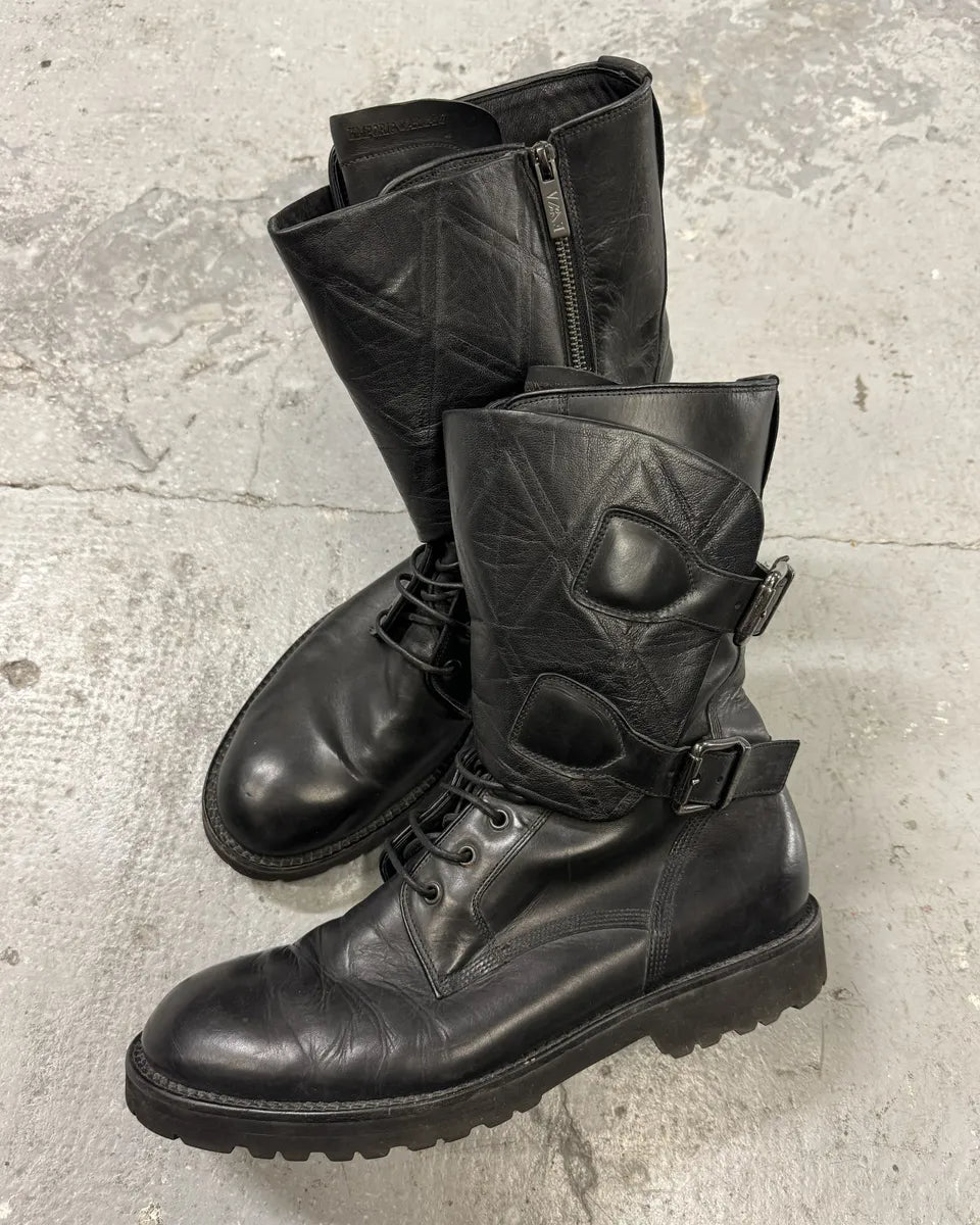 AW2013 Emporio Armani Black Ankle Biker Leather Boots (45eu/us11) 1