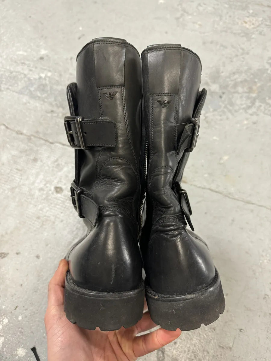AW2013 Emporio Armani Black Ankle Biker Leather Boots (45eu/us11) 2