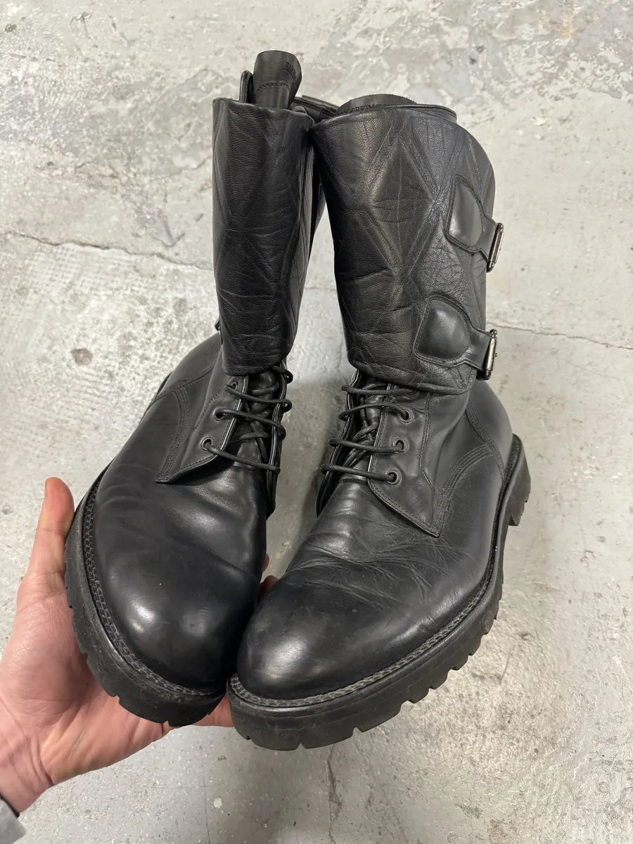 AW2013 Emporio Armani Black Ankle Biker Leather Boots (45eu/us11) 3