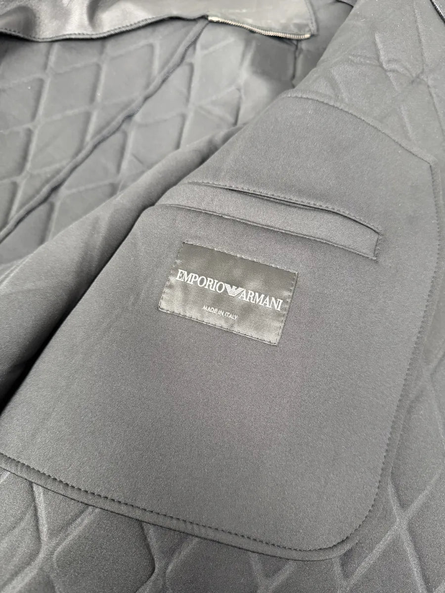 AW2013 Emporio Armani Black Asymmetrical Losange Leather Jacket OupnNbO 10