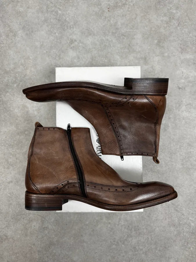AW2013 Emporio Armani Brown Leather Boots lqcbHaq 1